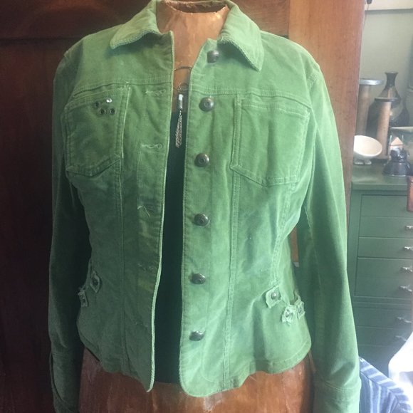 Live a Little Jackets & Coats Green Corduroy Jeanstyle Jacket Poshmark